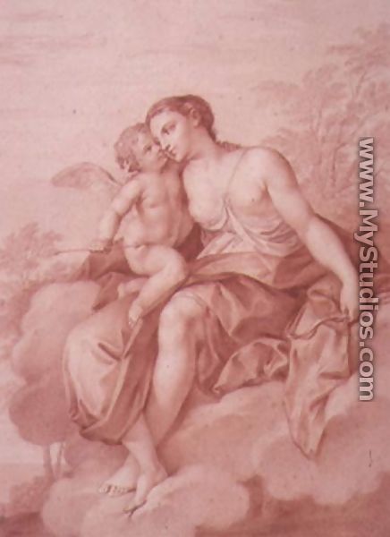 Venus Reclining on a Cloud, Embracing Cupid - Giovanni Battista Cipriani