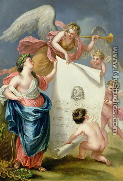 Allegorical study for a memorial print of Handel - Giovanni Battista Cipriani