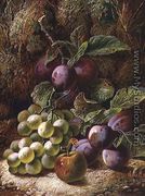 Still Life with Plums and Grapes - Oliver Clare