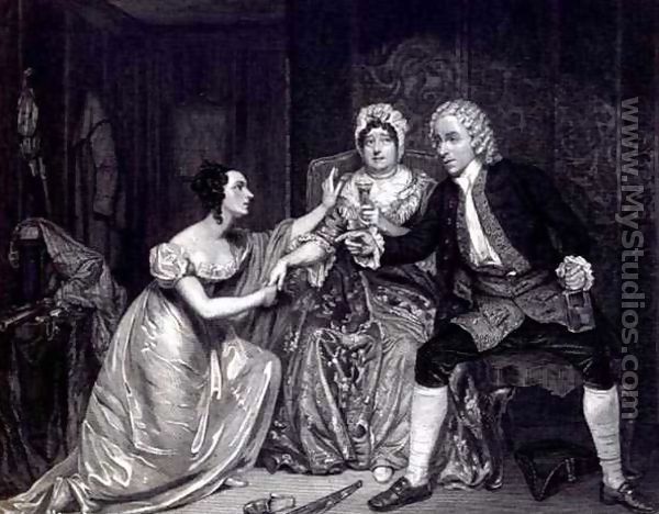 Mr Blanchard, Mrs Davenport and Miss M. Tree as Peachum, Mrs Peachum and Polly in 