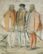 The Three Coligny Brothers: Odet (1517-71) Cardinal of Chatillon, Gaspard II (1519-72) Leader of French Protestants and Admiral of France, and Francois, Lord of Andelot, who won fame at the Battles of Dreux and Jarnac - (studio of) Clouet