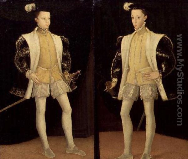 Left to right Francis II (1544-60) and Charles IX (1550-74) of France - (school of) Clouet, Francois