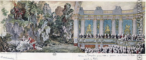 Jeanne Antoinette Poisson (1721-64), Marquise de Pompadour and the Vicomte de Rohan acting in the opera 