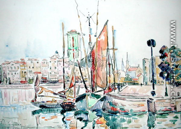 La Rochelle: Boats and House - Paul Signac
