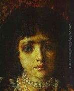Portrait of a Girl against a Persian Carpet, (detail) 1886 - Mikhail Aleksandrovich Vrubel