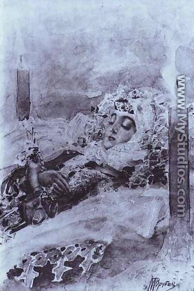 Tamara Lying in State, 1890-91 - Mikhail Aleksandrovich Vrubel