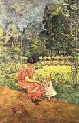 Woman and Child in a Garden (2) - Edouard  (Jean-Edouard) Vuillard