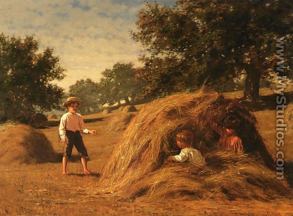 Hiding in the Haycocks, painted in 1881. - William Bliss  Baker