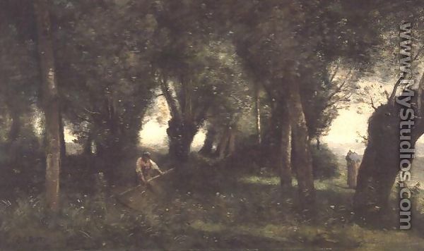 Man Scything by a Willow Plot, c.1855-60 - Jean-Baptiste-Camille Corot