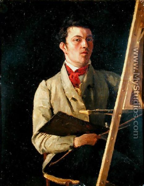 Self Portrait, Sitting next to an Easel, 1825 - Jean-Baptiste-Camille Corot