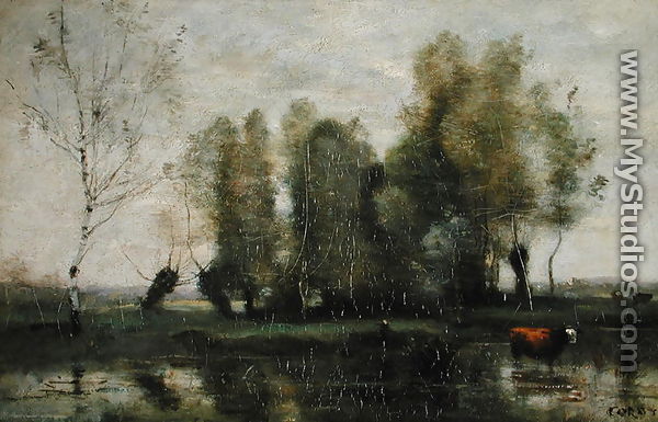 Trees in a Marshy Landscape, c.1855-60 - Jean-Baptiste-Camille Corot