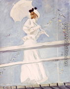 Young Woman with a Parasol on a Jetty - Paul Cesar Helleu