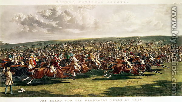 The Start of the Memorable Derby of 1844, engraved by Charles Hunt (1803-77) - John Frederick Herring Snr