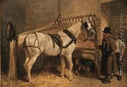 A St. Giles' Cab Horse in a Stable with Grooms - John Frederick Herring Snr