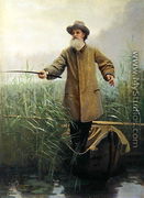 Portrait of Apollon Maikov (1821-97) Fishing, 1883 - Ivan Nikolaevich Kramskoy
