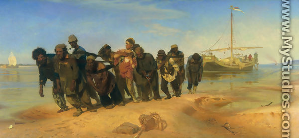 Convicts pulling a boat along the Volga River, Russia, 1873 - Ilya Efimovich Efimovich Repin