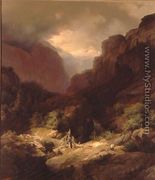 An Alpine Landscape in a Storm - Johann Gottfried Steffan