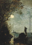 Moonlit Scene with Gondola - Felix Ziem