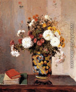 Bouquet of Flowers, Chrysanthemums in a Chinese Vase - Camille Pissarro