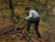 Pere Melon Sawing Wood, Pontoise, 1879 - Camille Pissarro