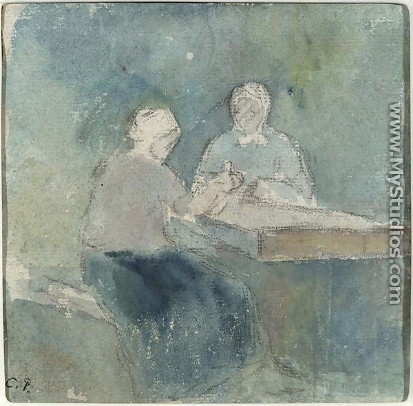 Two Peasants at the Table, c.1874 - Camille Pissarro