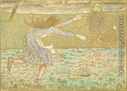 Girls Playing Tennis, from 'Woodcuts in Line and Colours',  1891 - Camille Pissarro