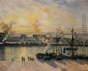 Sunset, The Port of Rouen (Steamboats) 1898 - Camille Pissarro