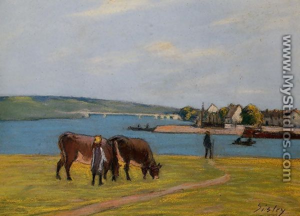 Cows on the Banks of the Seine at Saint-Mammes - Alfred Sisley