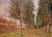 The Poplar Avenue at Moret, Cloudy Day, Morning, 1888 - Alfred Sisley