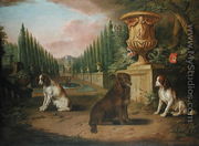 Three Spaniels in a formal garden  c.1730 - Charles Collins