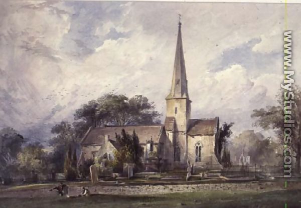 View from the South-east of a Church and a Churchyard - J. Colson