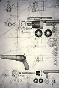 Original plans for a ten-chamber revolver which later became the six-chamber patented in 1836, c.1830 - Samuel Colt