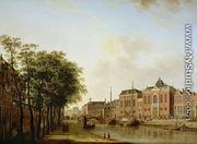The Houtegracht, now the Jonas Daniel Meijerplein, Amsterdam, with the Ashkenazi Synagogues, the Arsenal, the Portuguese Synagogue and Sailing Barges - Jan ten Compe