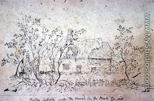 Cottage at East Bergholt, with a well - John Constable