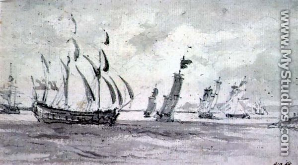 Shipping in a Breeze in the Thames or Medway - John Constable