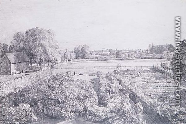 View of East Bergholt over the kitchen garden of Golding, Constable
