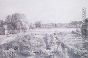 View of East Bergholt over the kitchen garden of Golding, Constable's house - John Constable