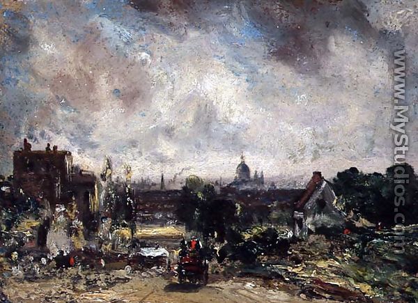 City of London from Sir Richard Steeles Cottage with the Mail Coach on the Road - John Constable