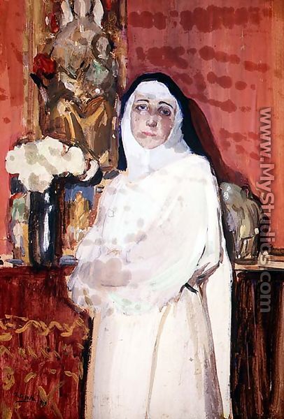 Nun in an interior - Joaquin Sorolla y Bastida