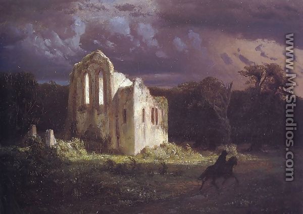 Ruins in a Moonlit Landscape - Arnold Böcklin