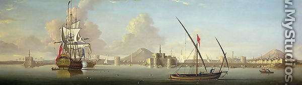 An Extensive View of the Port of Alexandria with a British Man OWar at Anchor - J. Cook