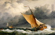 Dutch cargo boats in rough sea - Edward William Cooke