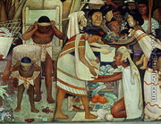 The Great City of Tenochtitlan, detail of a woman selling vegetables, 1945 - Diego Rivera