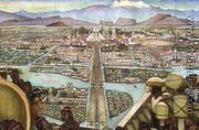 Detail from  The Great City of Tenochtitlan , from the Pre-Hispanic and Colonial Mexico  cycle, 1945-52 - Diego Rivera