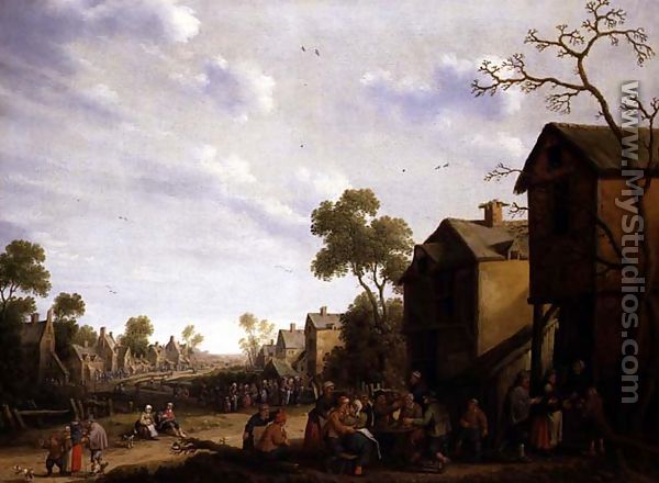 Village scene with peasants merrymaking - Joost Cornelisz. Droochsloot