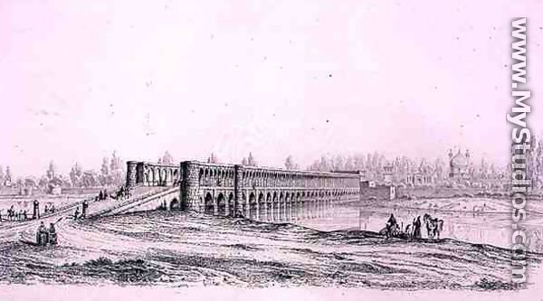 Allah Verdi Khan Bridge, in Isfahan, from  Voyage Pittoresque