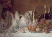 Still Life with Fruit and Champagne Bottles - Charles Couche