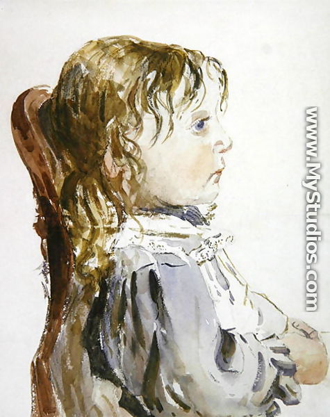 Study of a small girl in a pinafore, probably late 1840s - David Cox