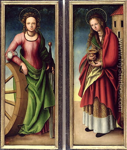 St. Catherine and St. Barbara, 1510 - Lucas (studio of) Cranach