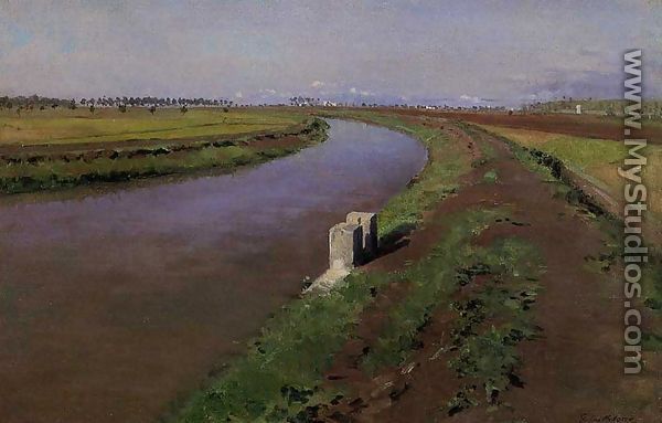 The Banks of a Canal, Near Naples - Nicolino Calyo